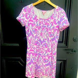 Lilly Pulitzer Flamingo Pattern Cotton Short Sleeve Dress Purple/Pink Small